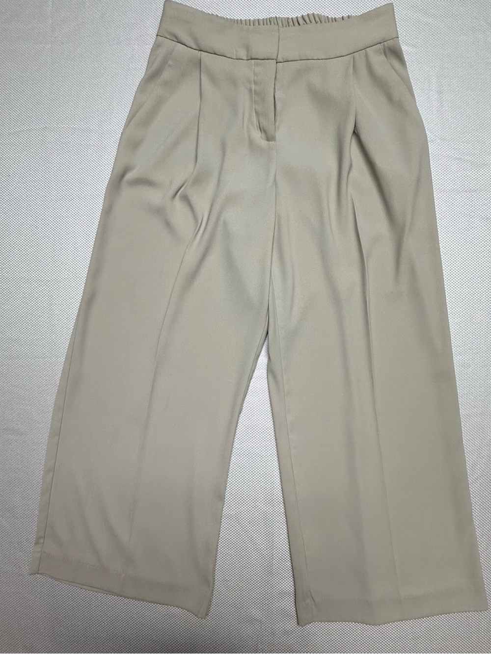 Cropped Wide-Leg Pants in Light Taupe